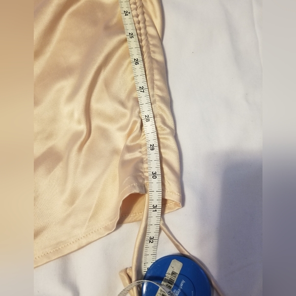 NWT LEAU Women's Classic Satin Drawstring Mini Dress Champagne Size XL - Picture 8 of 11